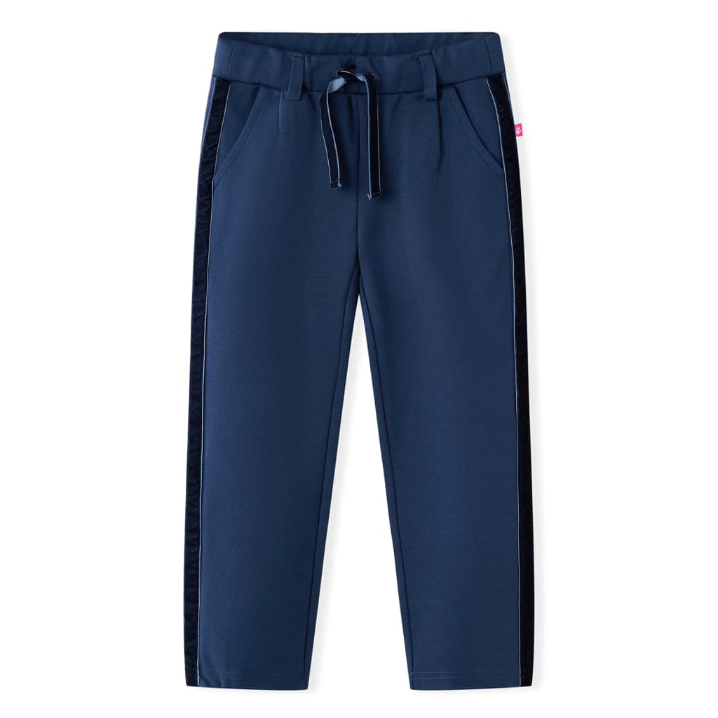 Kinderhose Mit Schwarzen Zierleisten Marineblau 116