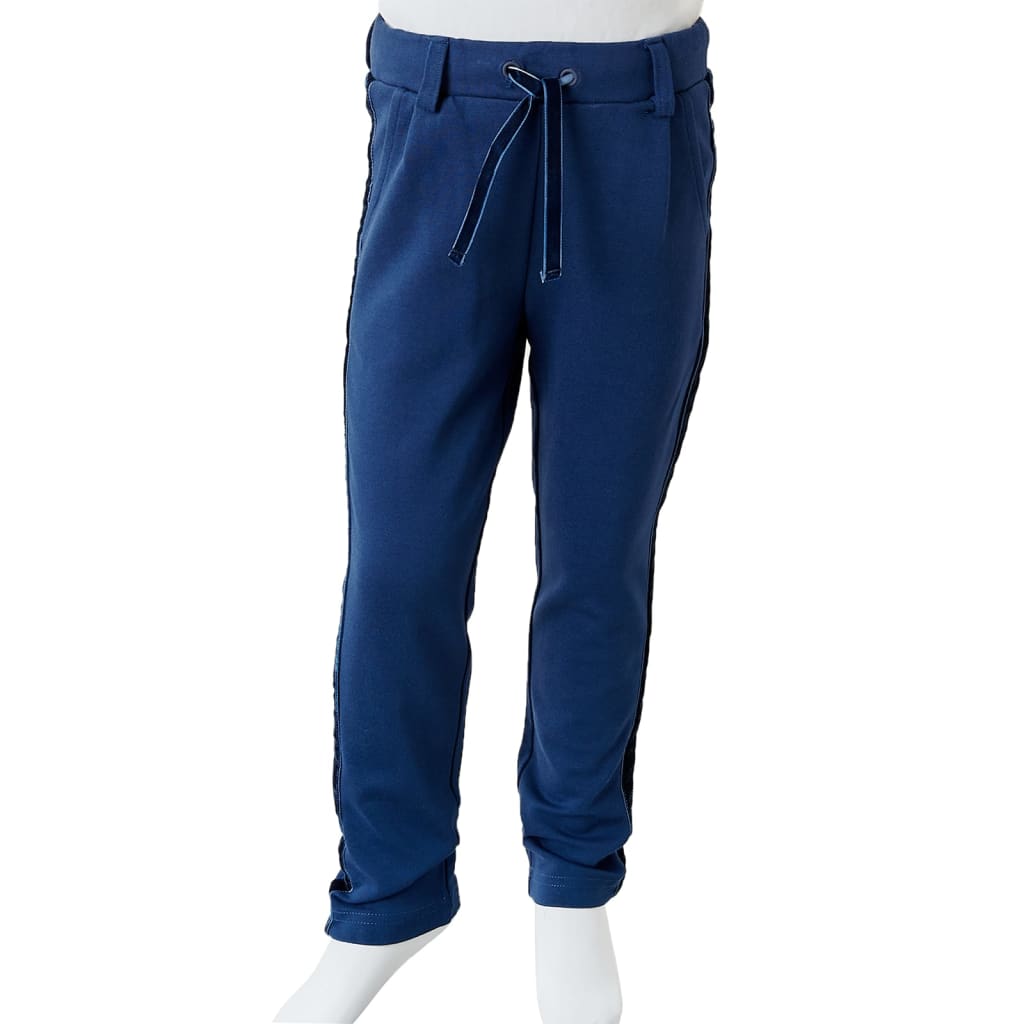 Kinderhose Mit Schwarzen Zierleisten Marineblau 116
