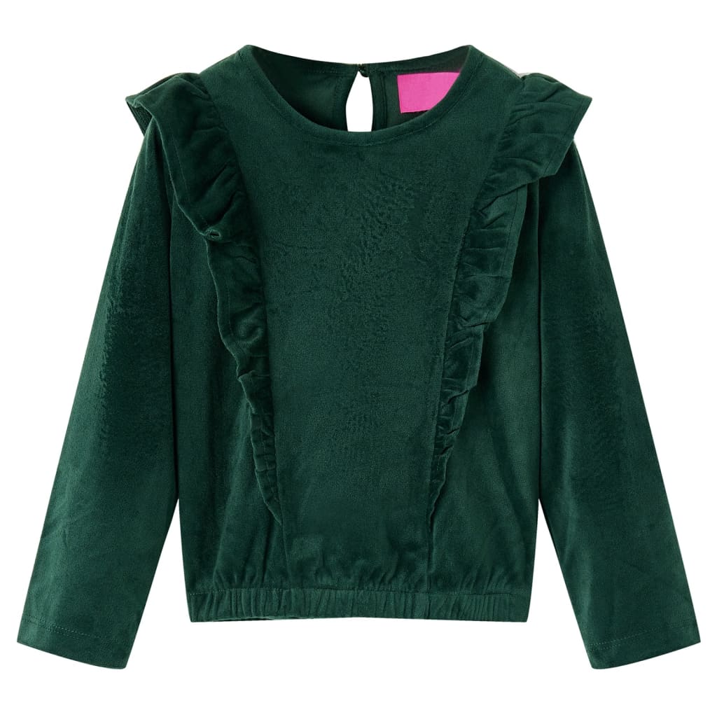 Kinderbluse Mit Rüschen Dunkelgrün 116