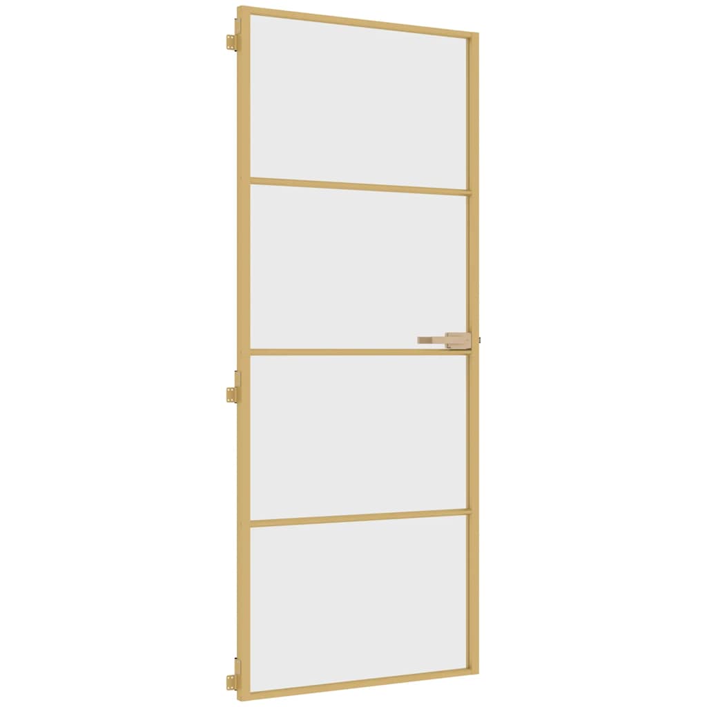 Innentür Schlank Golden 83X201,5 Cm Hartglas Und Aluminium Golden Und Transparent