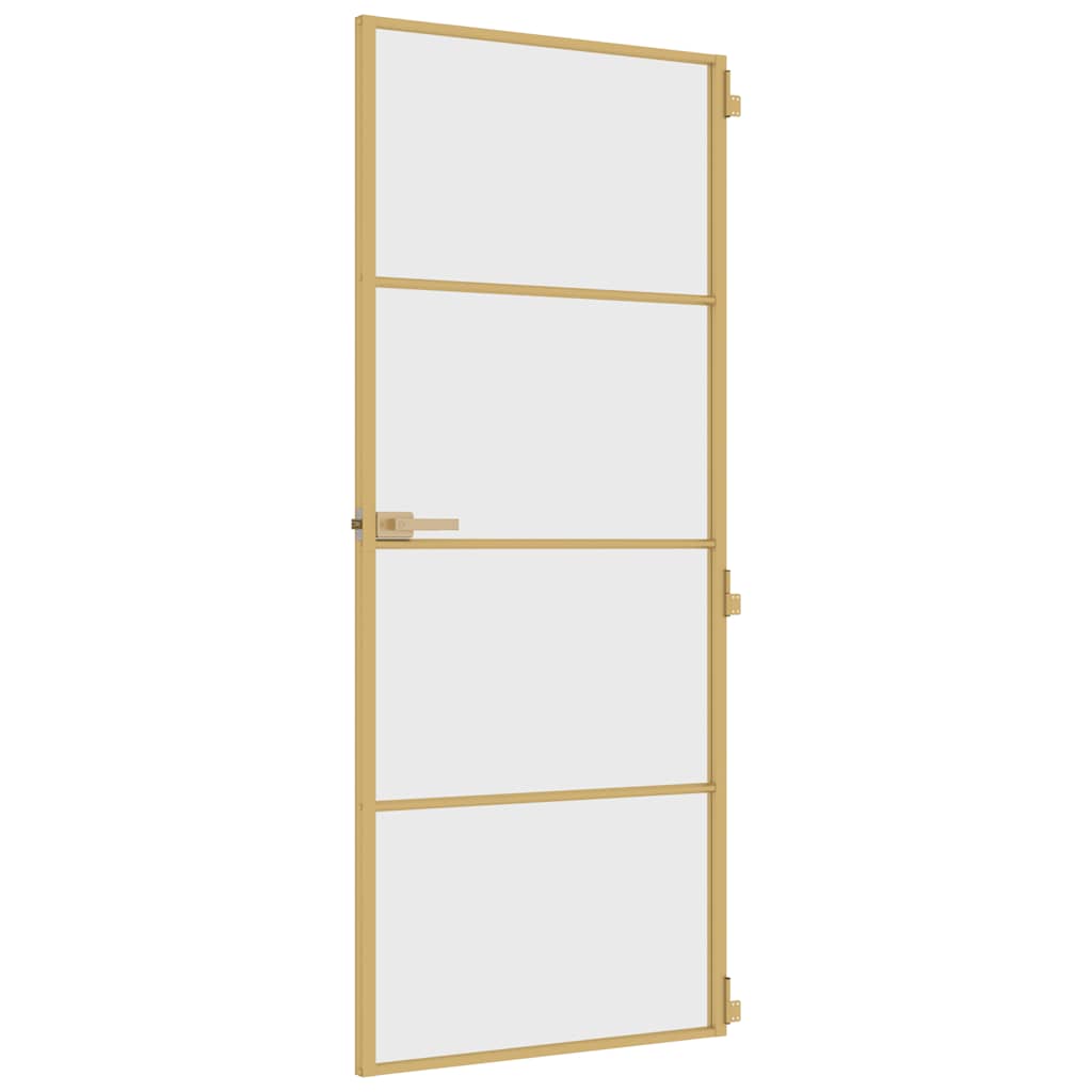 Innentür Schlank Golden 83X201,5 Cm Hartglas Und Aluminium Golden Und Transparent
