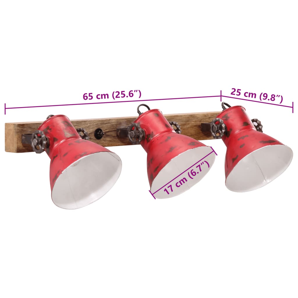 Wandleuchte 25 W 65X25 Cm E27 Rot