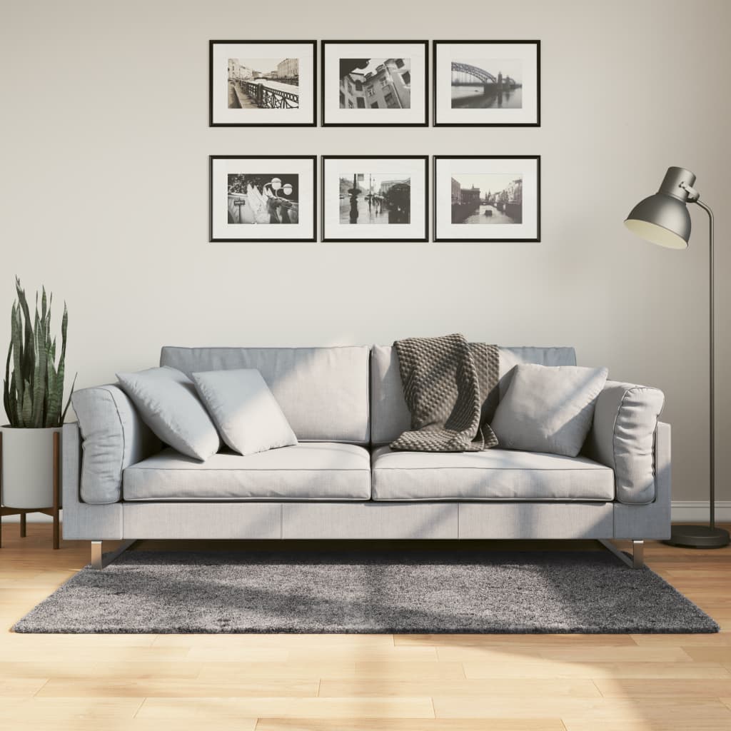 Teppich Huarte Kurzflor Weich Und Waschbar Anthrazit