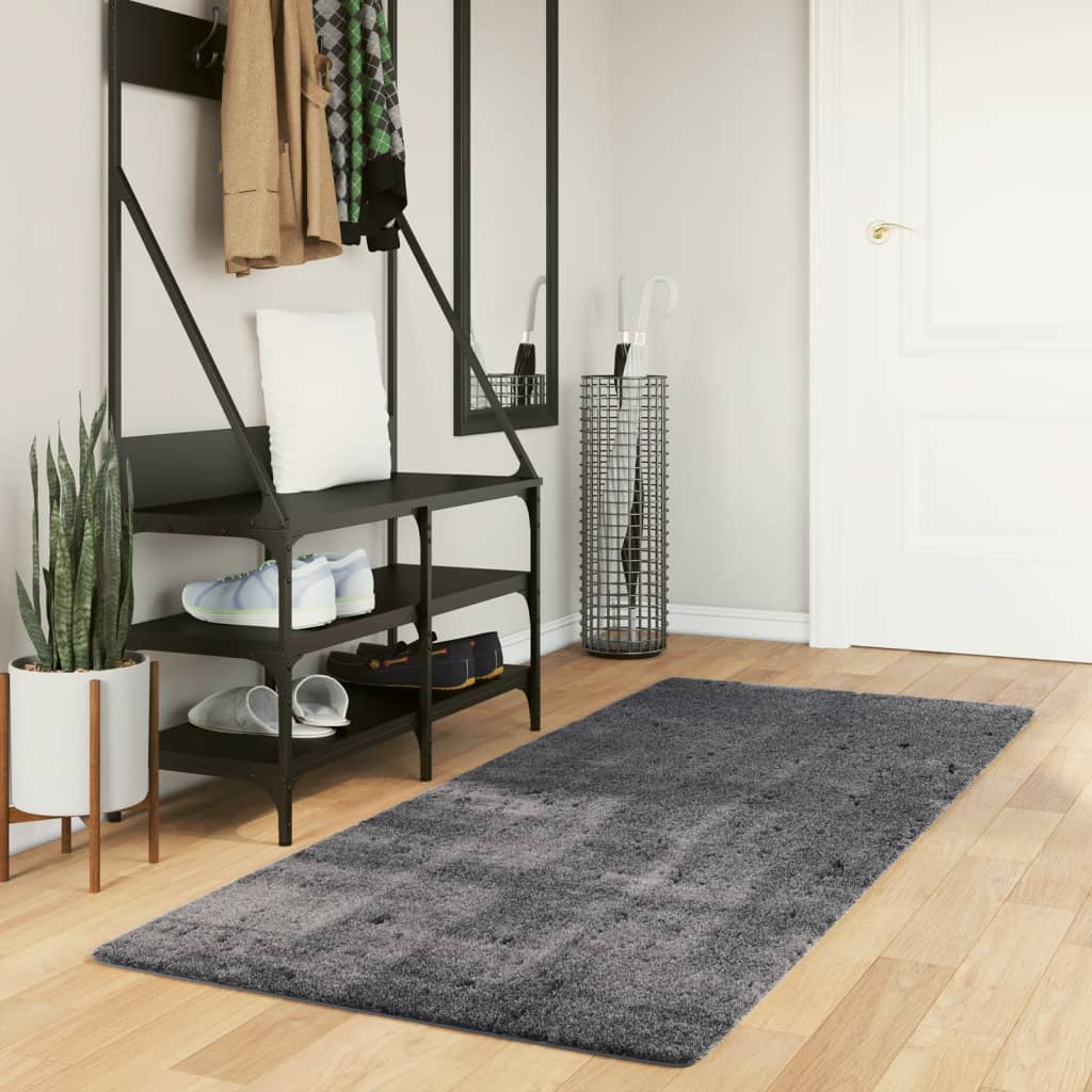 Teppich Huarte Kurzflor Weich Und Waschbar Anthrazit