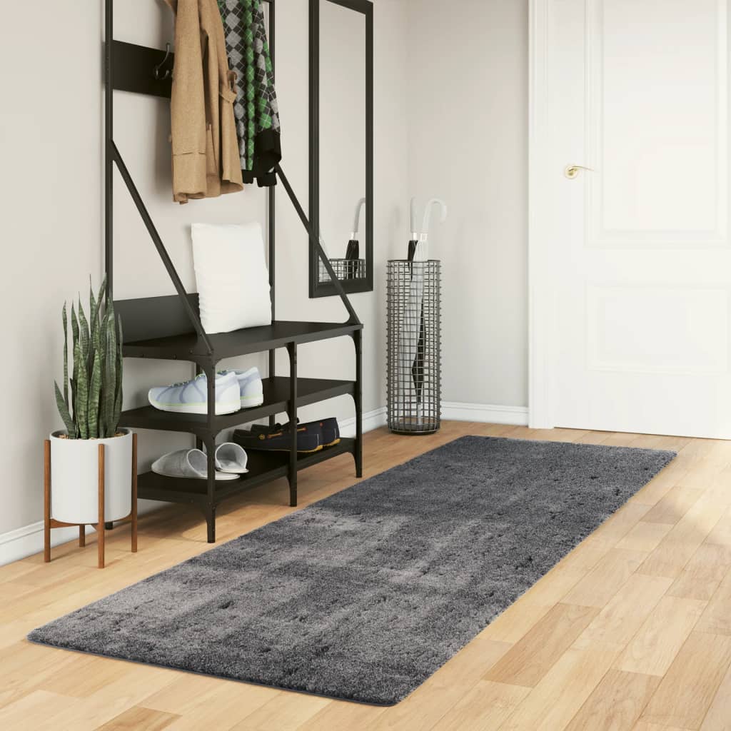 Teppich Huarte Kurzflor Weich Und Waschbar Anthrazit