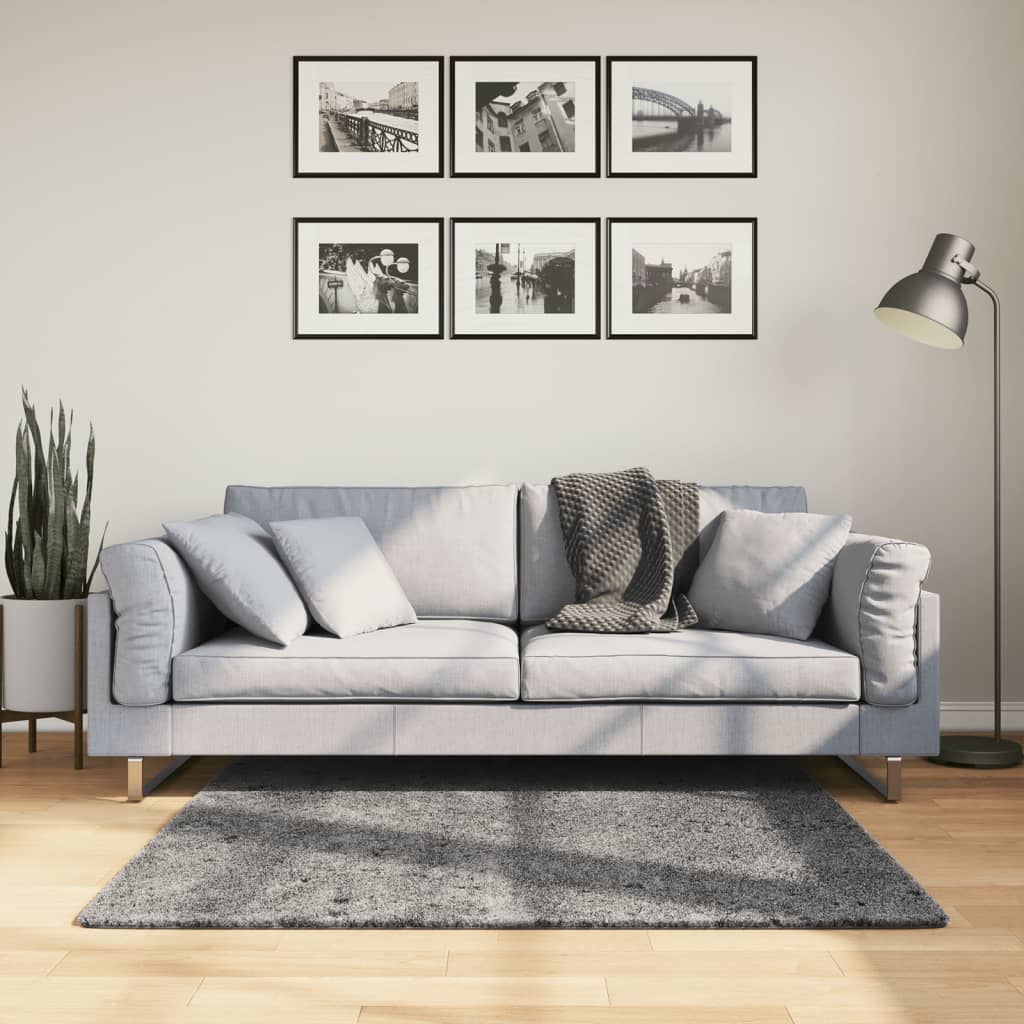 Teppich Huarte Kurzflor Weich Und Waschbar Anthrazit