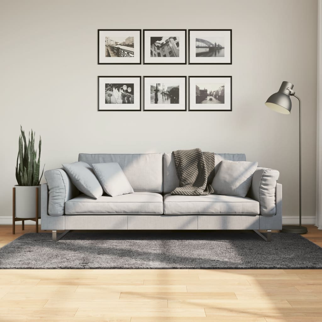 Teppich Huarte Kurzflor Weich Und Waschbar Anthrazit