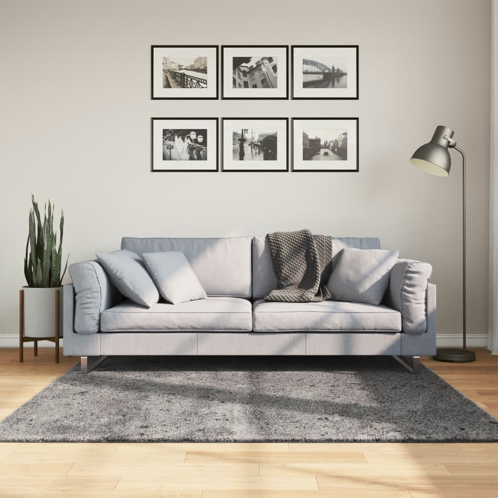 Teppich Huarte Kurzflor Weich Und Waschbar Anthrazit