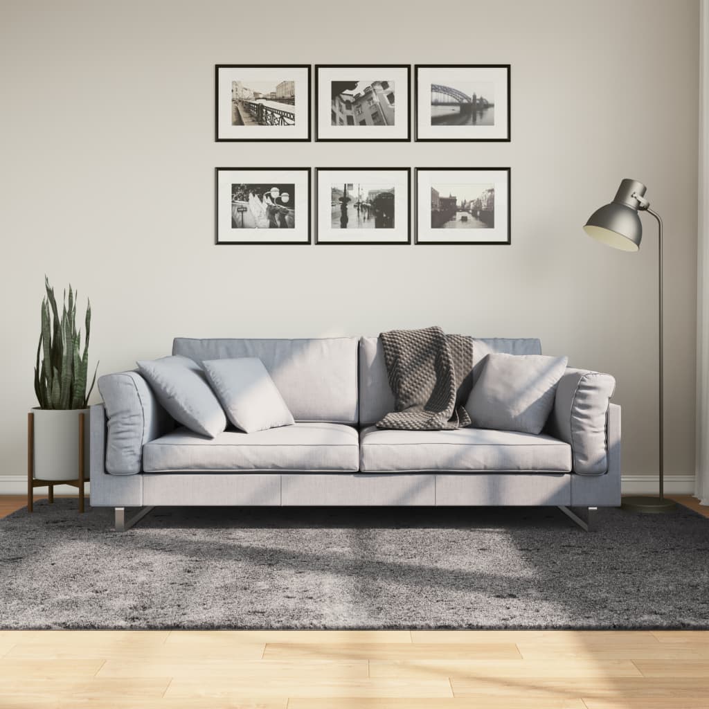 Teppich Huarte Kurzflor Weich Und Waschbar Anthrazit