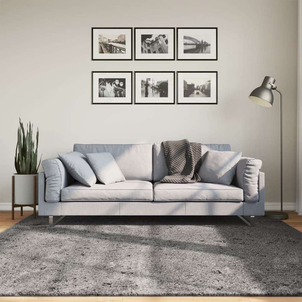 Teppich Huarte Kurzflor Weich Und Waschbar Anthrazit