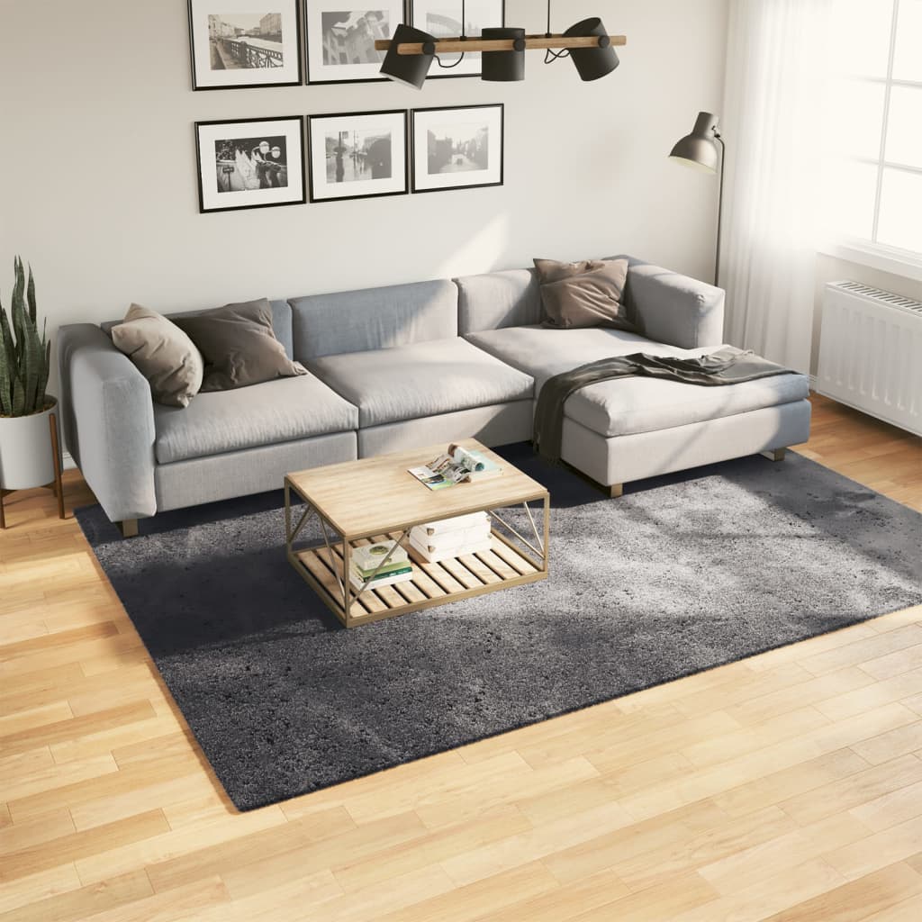 Teppich Huarte Kurzflor Weich Und Waschbar Anthrazit