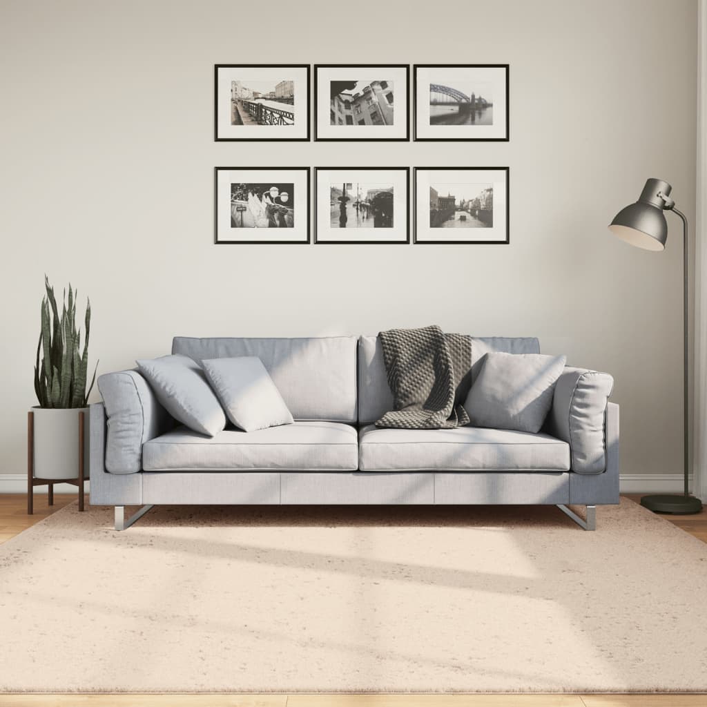 Teppich Huarte Kurzflor Weich Und Waschbar Beige