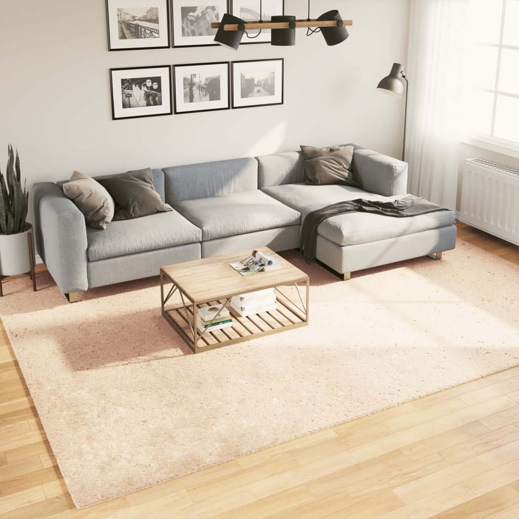 Teppich Huarte Kurzflor Weich Und Waschbar Beige