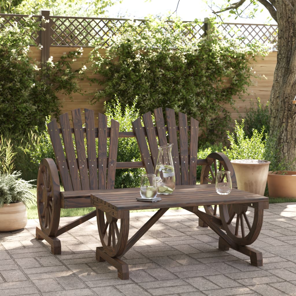 2-Tlg. Garten-Lounge-Set Massivholz Tanne Dunkelbraun