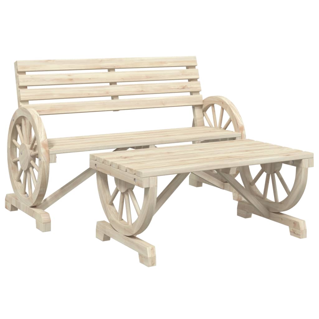 2-Tlg. Garten-Lounge-Set Massivholz Tanne Braun