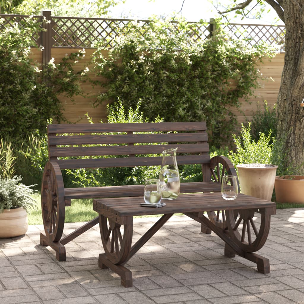 2-Tlg. Garten-Lounge-Set Massivholz Tanne Dunkelbraun