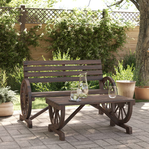 2-Tlg. Garten-Lounge-Set Massivholz Tanne Dunkelbraun