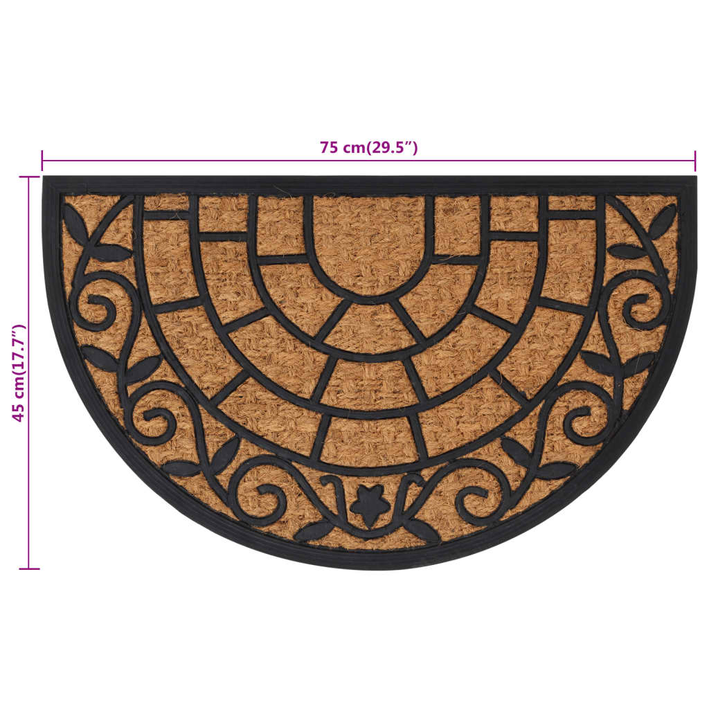 Fußmatte Halbrund 45X75 Cm Gummi Und Kokosfaser