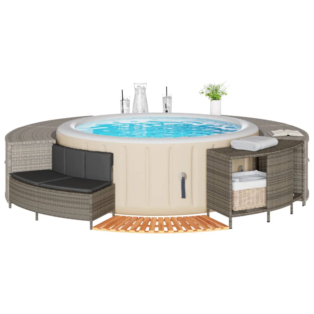 Whirlpool-Umrandung Poly-Rattan Und Massivholz Akazie