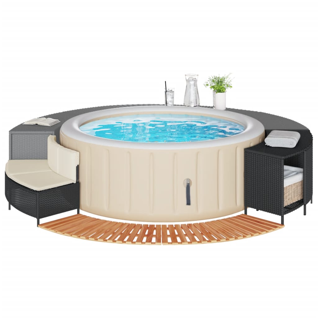 Whirlpool-Umrandung Poly-Rattan Und Massivholz Akazie