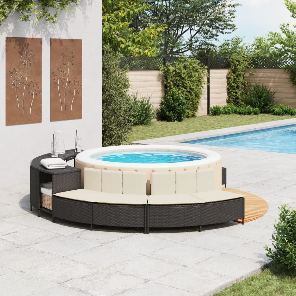 Whirlpool-Bänke Mit Auflagen 2 Stk. Poly Rattan