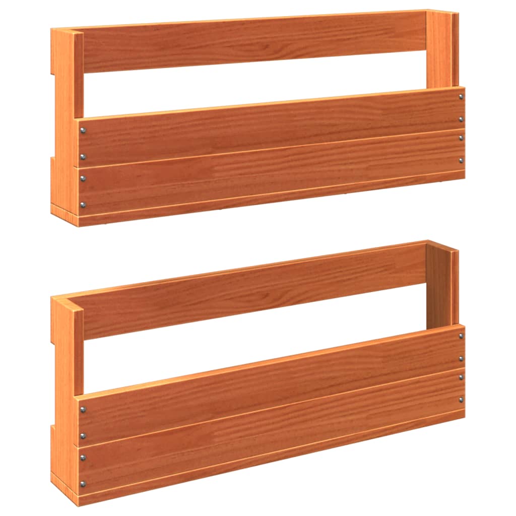 Wand-Schuhregale 2 Stk. 59X8,5X23,5 Cm Massivholz Wachsbraun