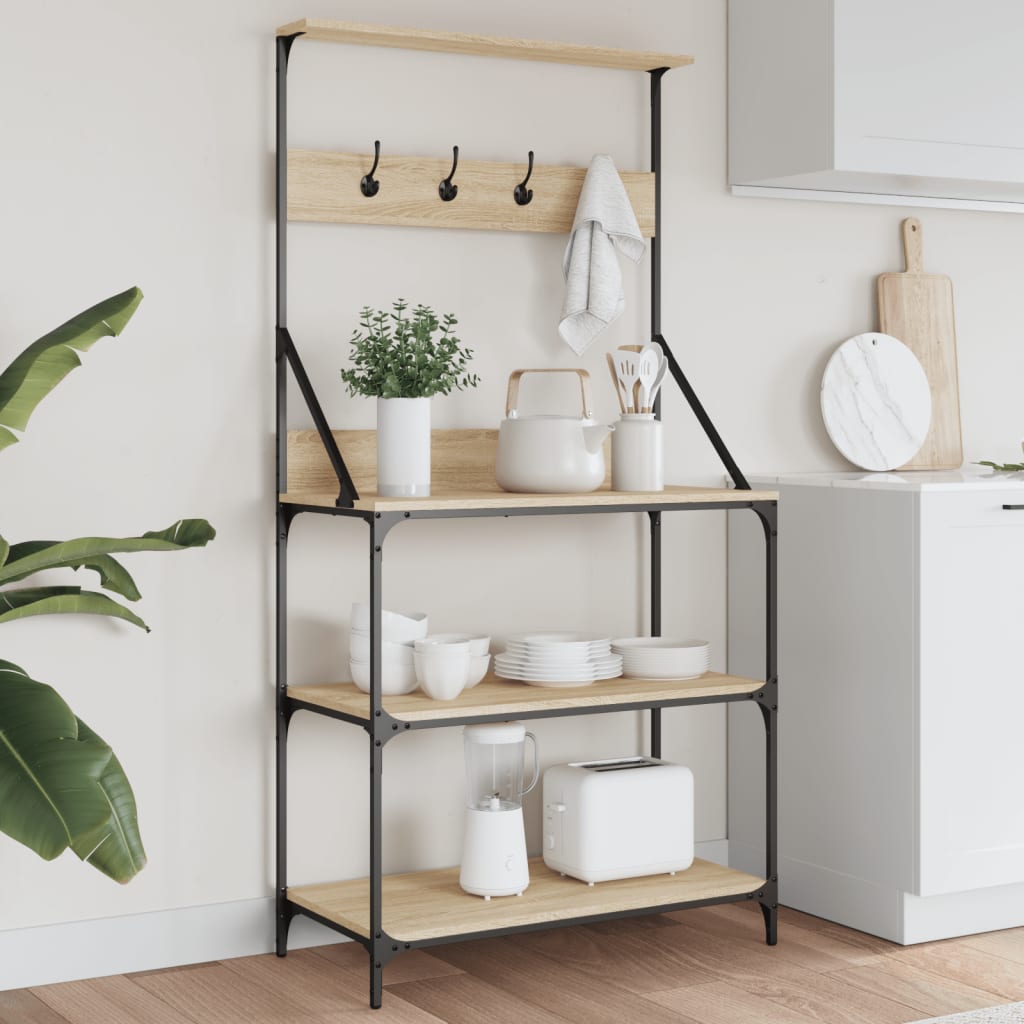 Bäckerregal Mit Haken 4 Böden Holzwerkstoff