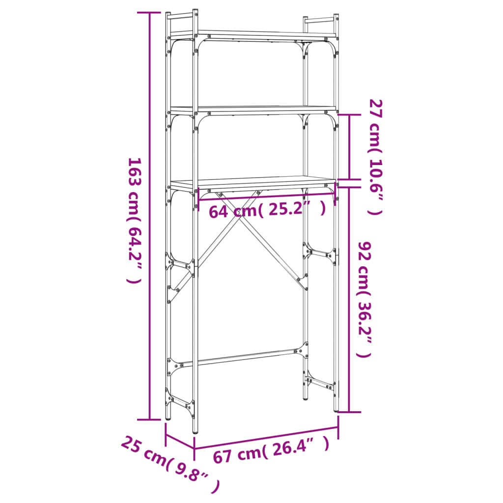 Waschmaschinenregal 67X25X163 Cm Holzwerkstoff