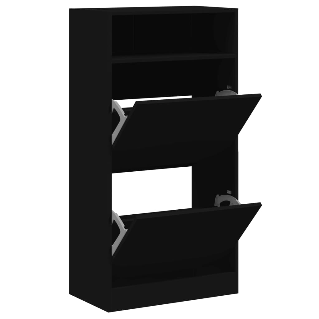 Schuhschrank 60X34X116 Cm Holzwerkstoff Schwarz