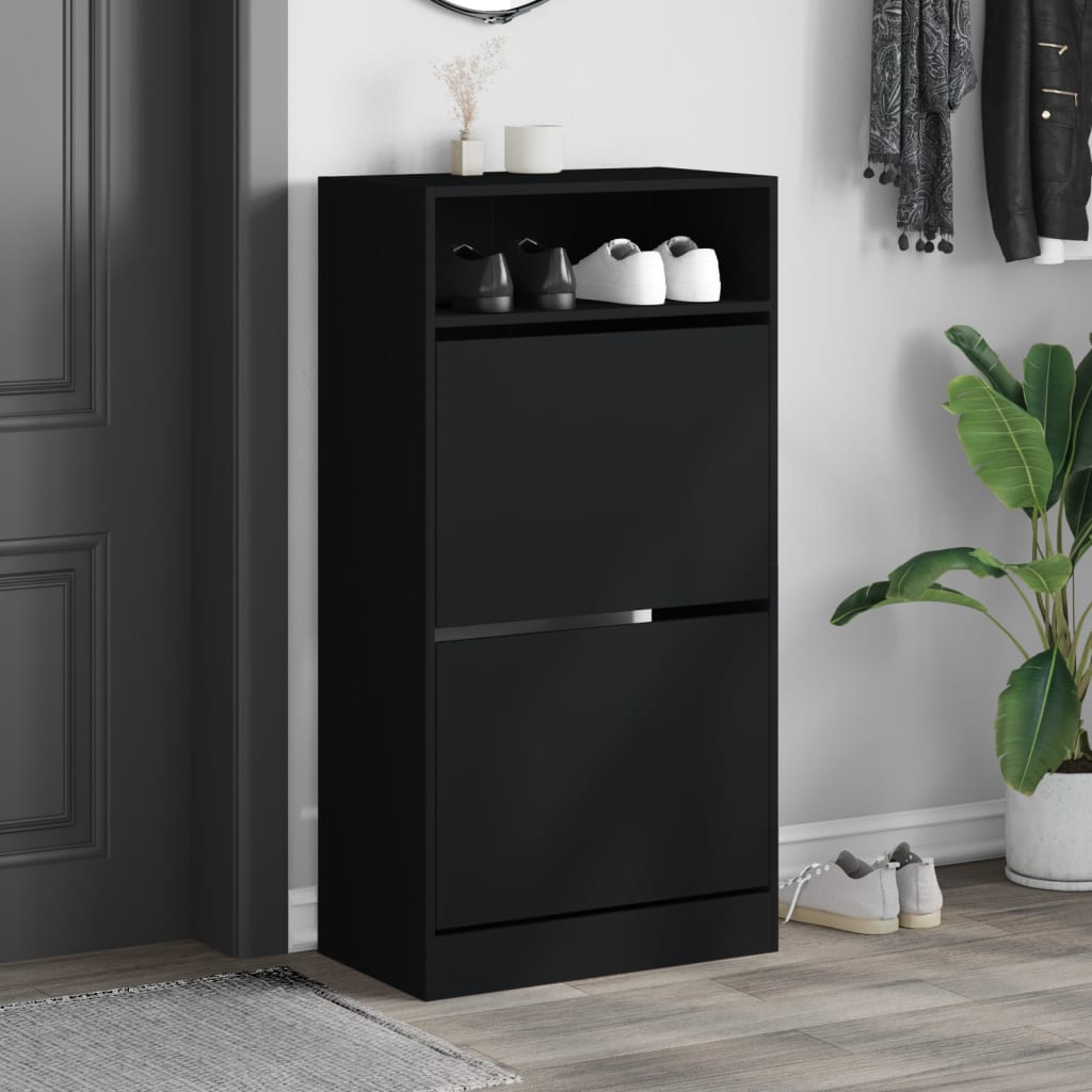 Schuhschrank 60X34X116 Cm Holzwerkstoff Schwarz