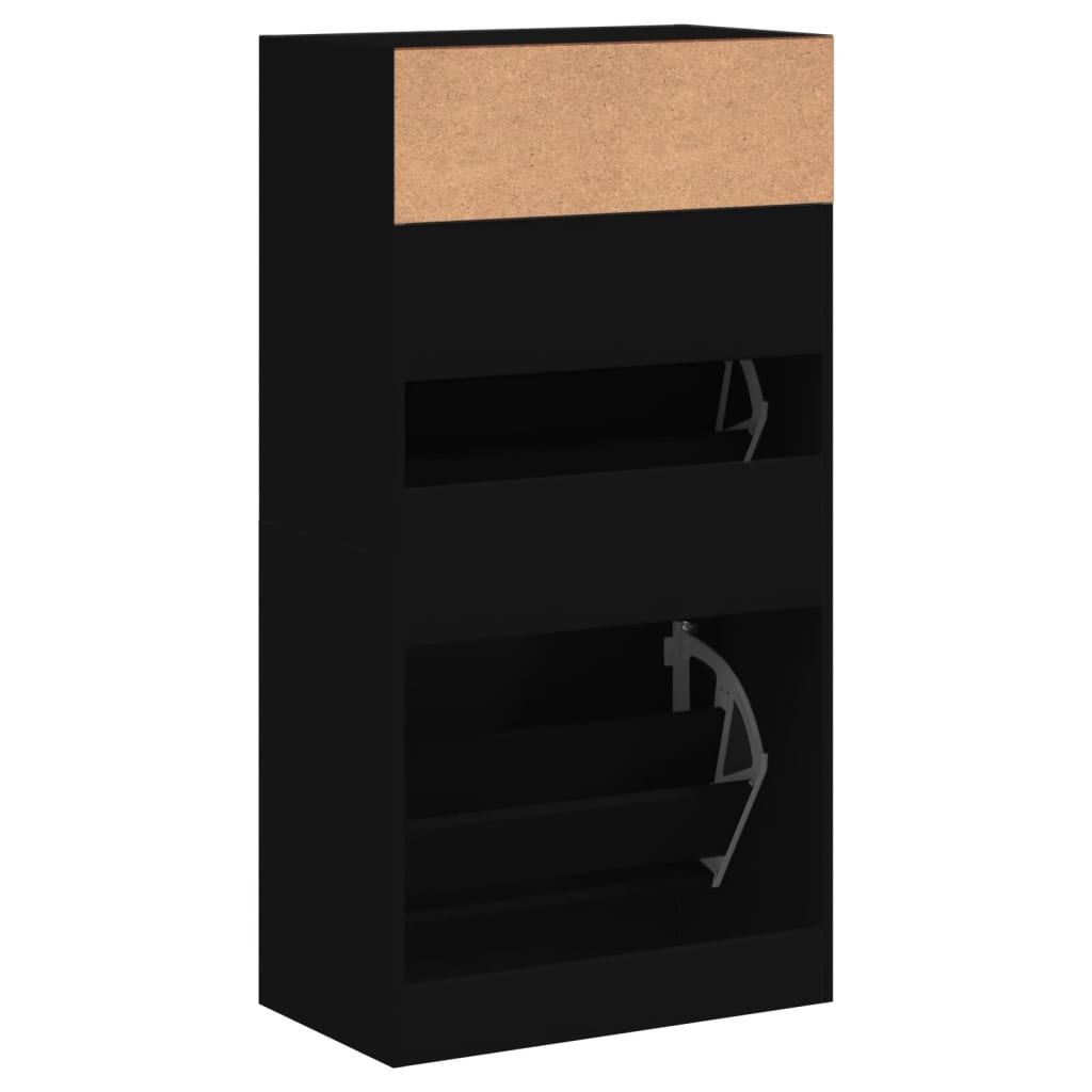 Schuhschrank 60X34X116 Cm Holzwerkstoff Schwarz