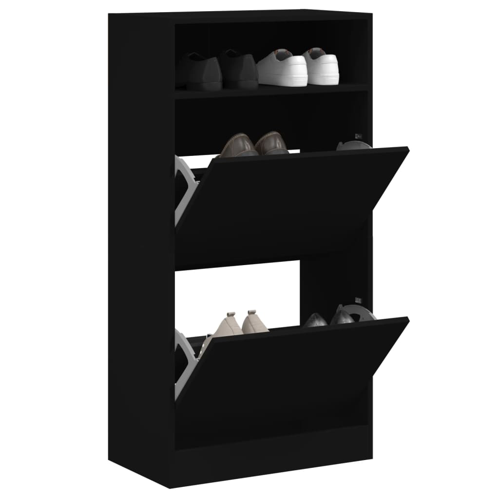 Schuhschrank 60X34X116 Cm Holzwerkstoff Schwarz