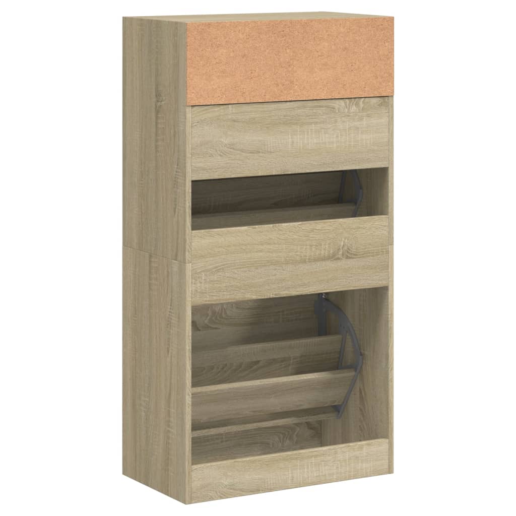 Schuhschrank Sonoma-Eiche 60X34X116 Cm Holzwerkstoff Sonoma Eiche