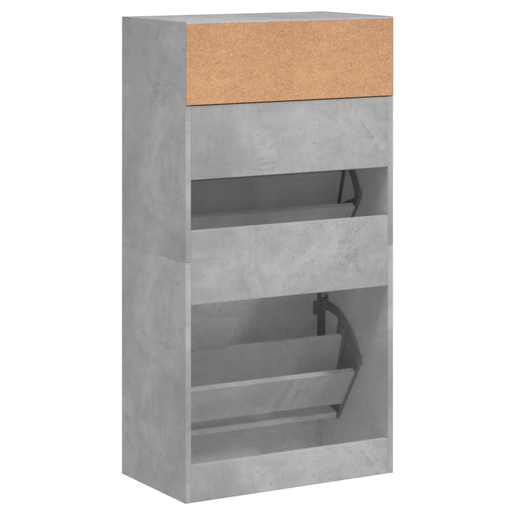 Schuhschrank 60X34X116 Cm Holzwerkstoff Betongrau