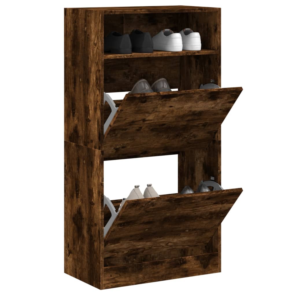 Schuhschrank 60X34X116 Cm Holzwerkstoff Räuchereiche