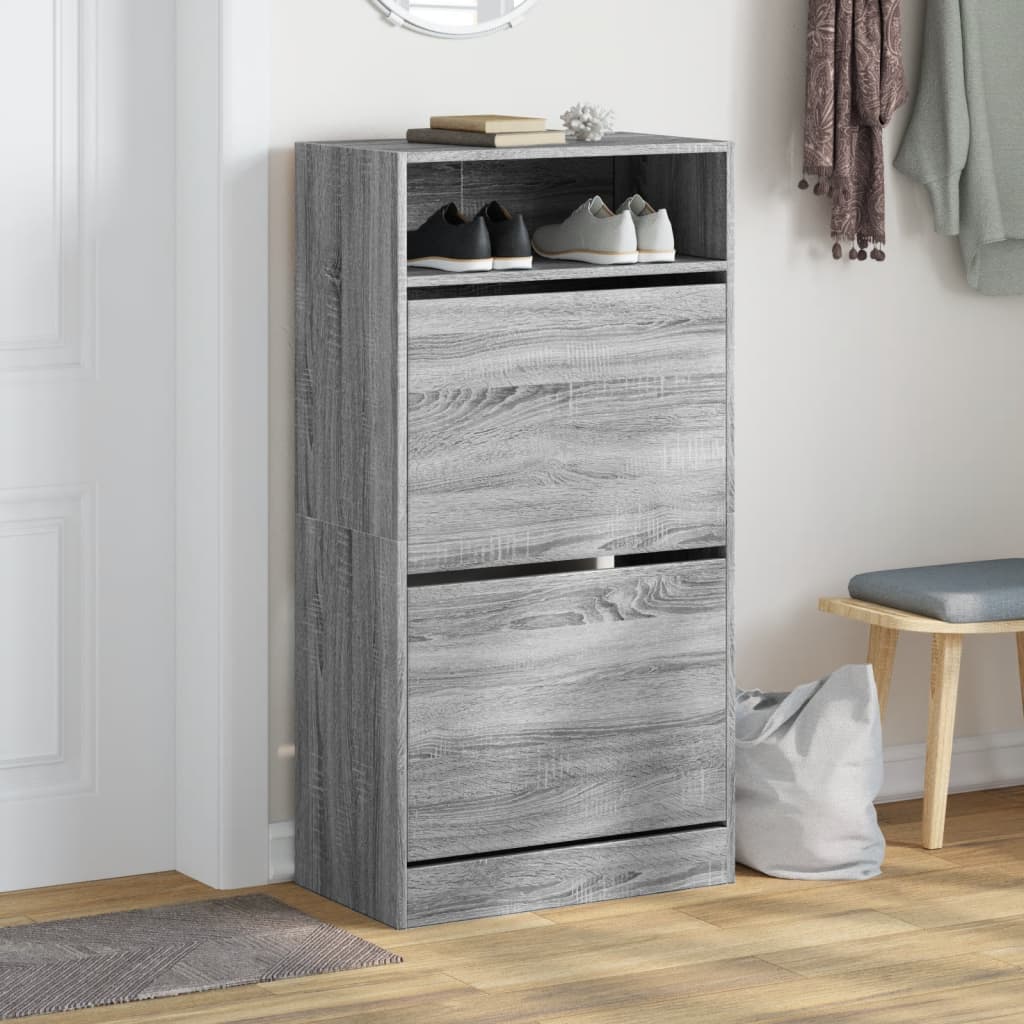 Schuhschrank 60X34X116 Cm Holzwerkstoff Grau Sonoma