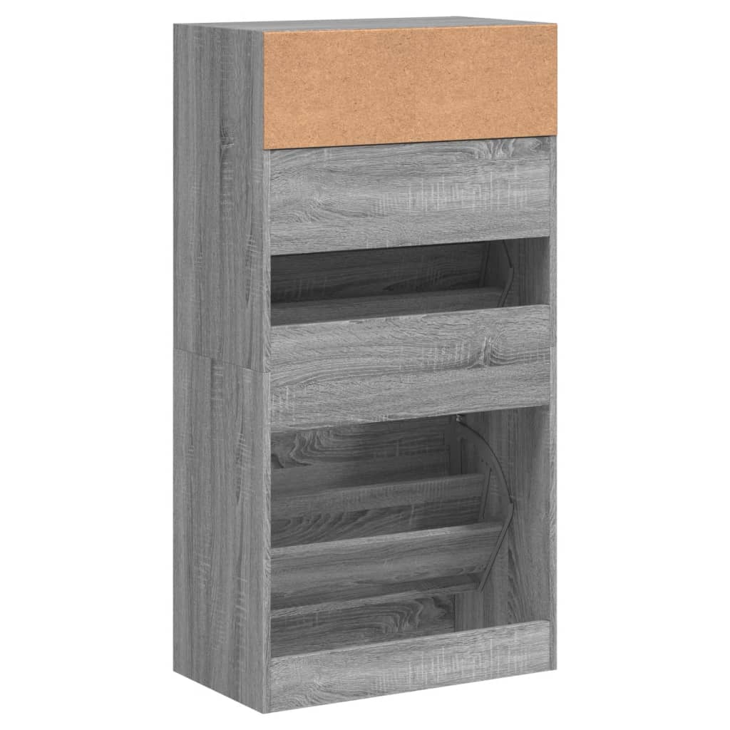 Schuhschrank 60X34X116 Cm Holzwerkstoff Grau Sonoma