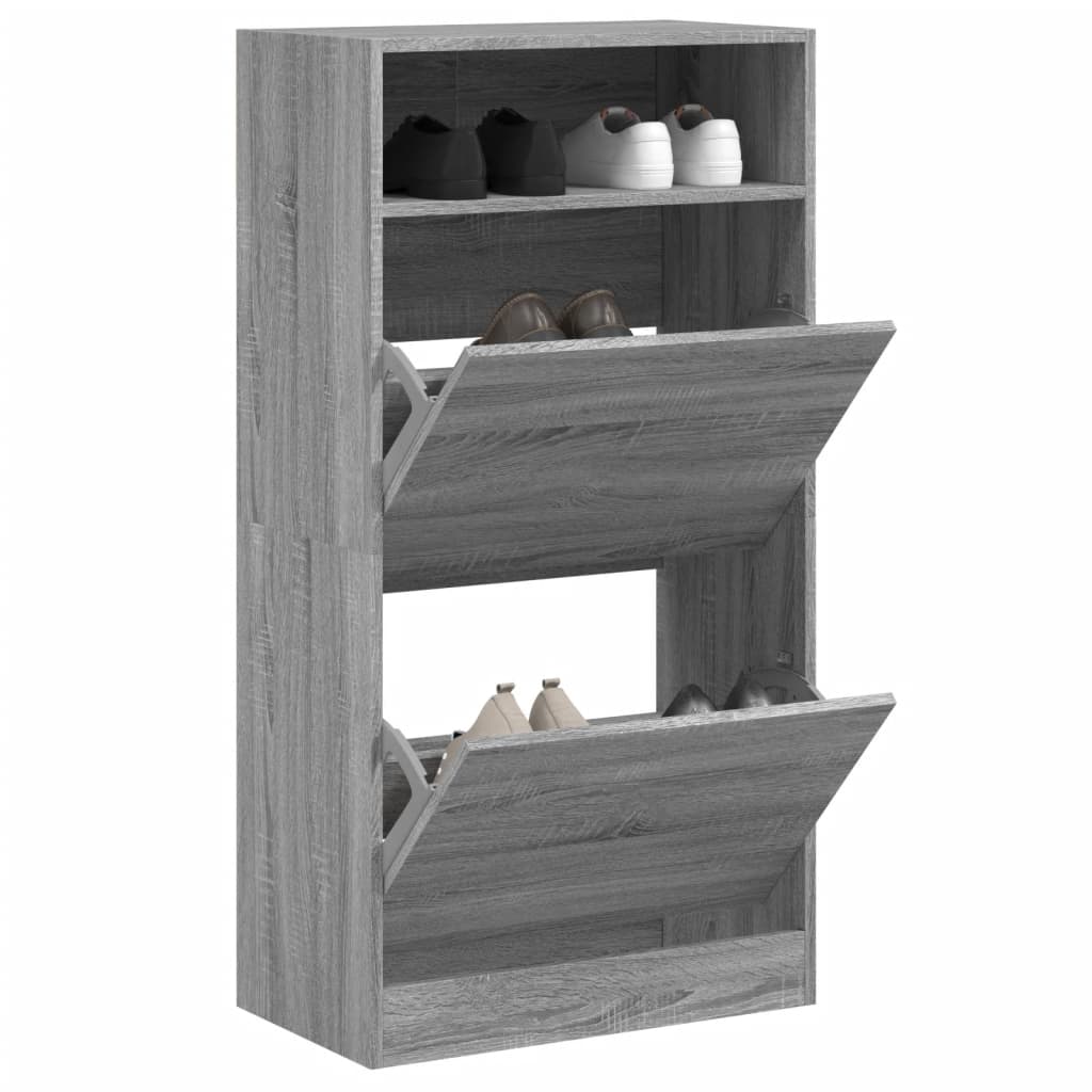 Schuhschrank 60X34X116 Cm Holzwerkstoff Grau Sonoma