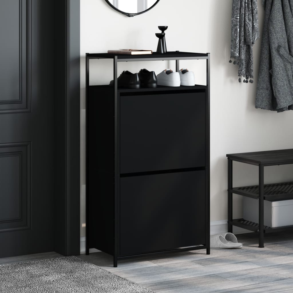 Schuhschrank 60X34X112 Cm Holzwerkstoff Schwarz