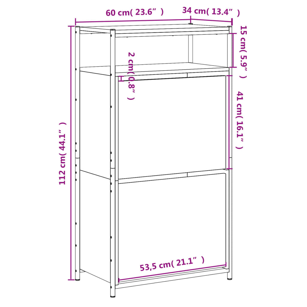 Schuhschrank 60X34X112 Cm Holzwerkstoff Schwarz