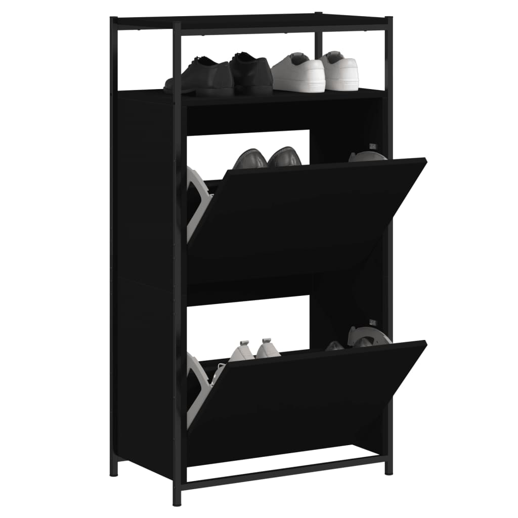Schuhschrank 60X34X112 Cm Holzwerkstoff Schwarz