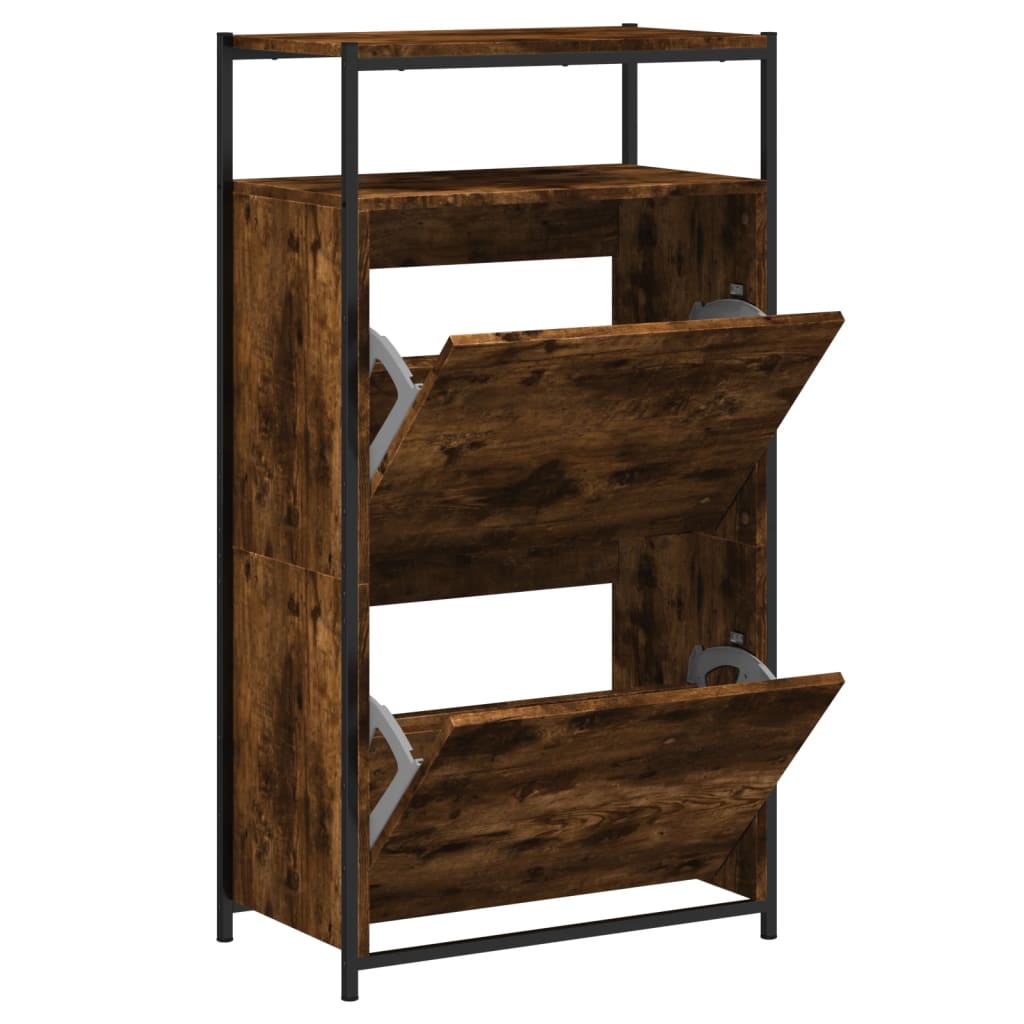 Schuhschrank 60X34X112 Cm Holzwerkstoff Räuchereiche