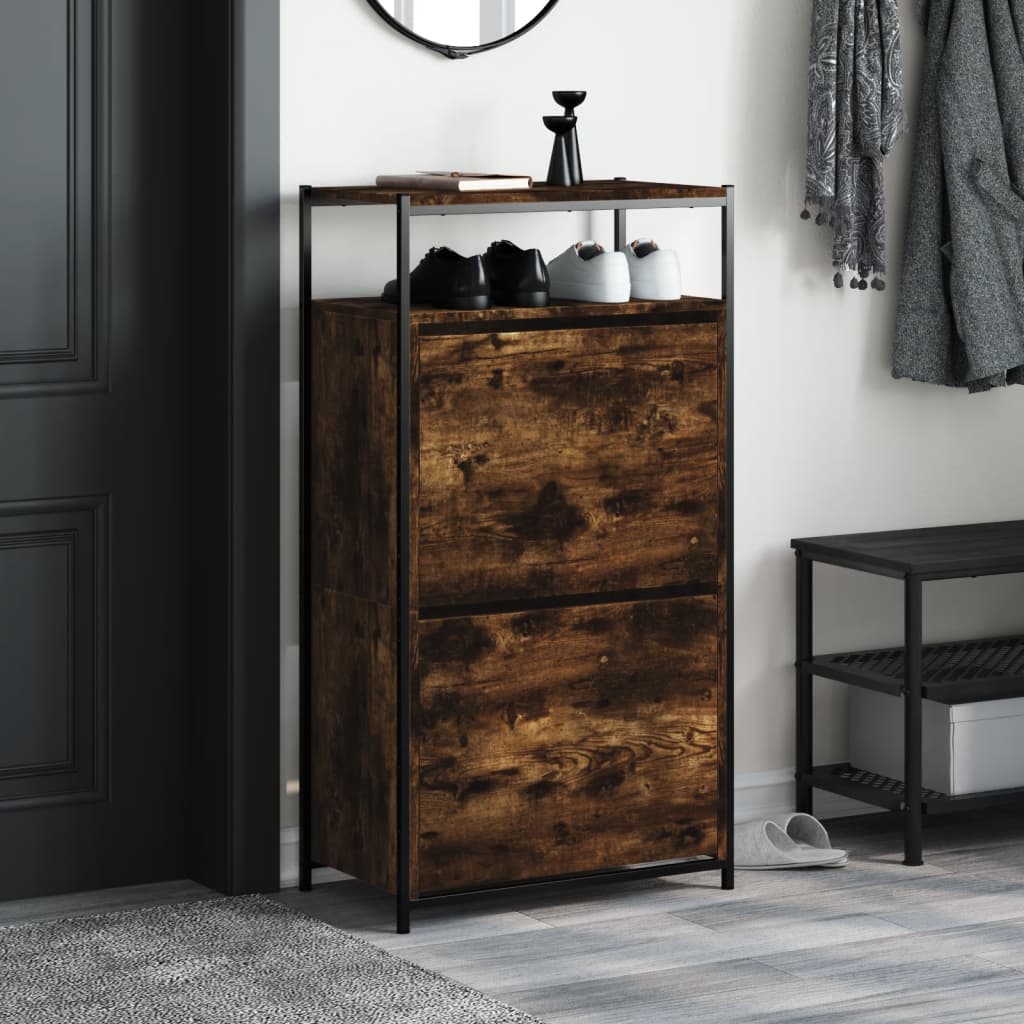 Schuhschrank 60X34X112 Cm Holzwerkstoff Räuchereiche
