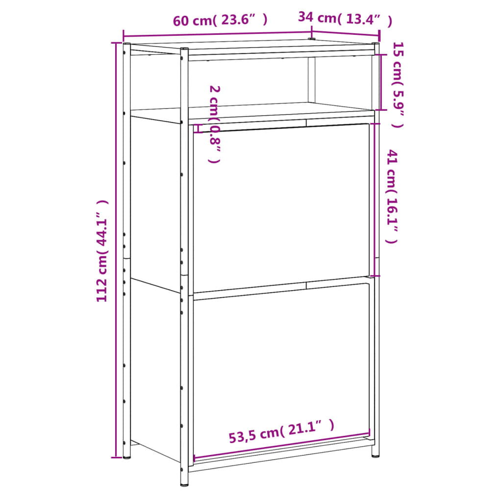 Schuhschrank 60X34X112 Cm Holzwerkstoff Räuchereiche