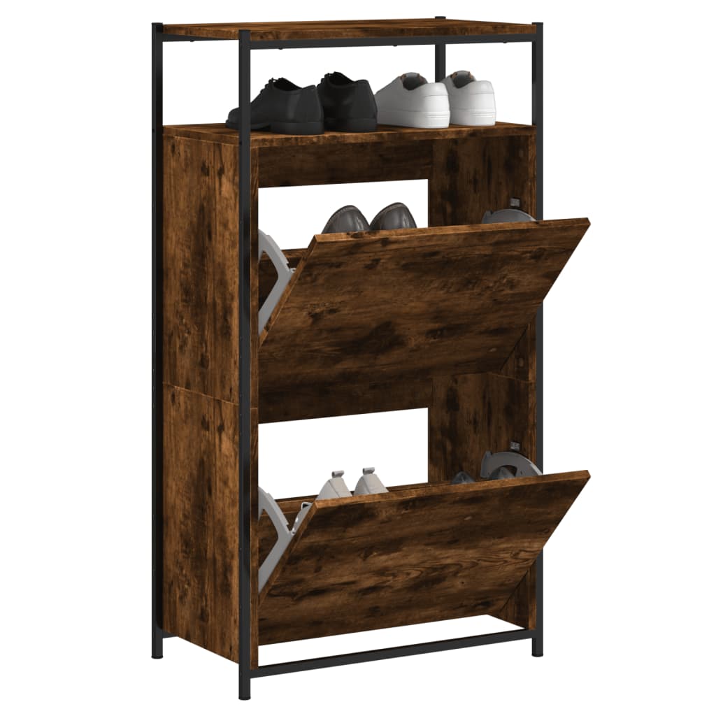 Schuhschrank 60X34X112 Cm Holzwerkstoff Räuchereiche