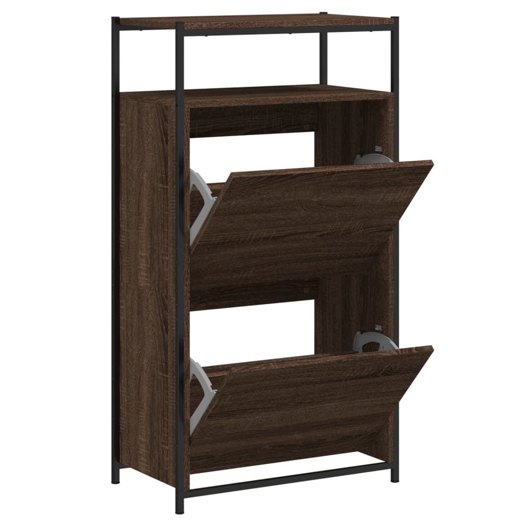 Schuhschrank Braun Eichen-Optik 60X34X112 Cm Holzwerkstoff Braune Eiche