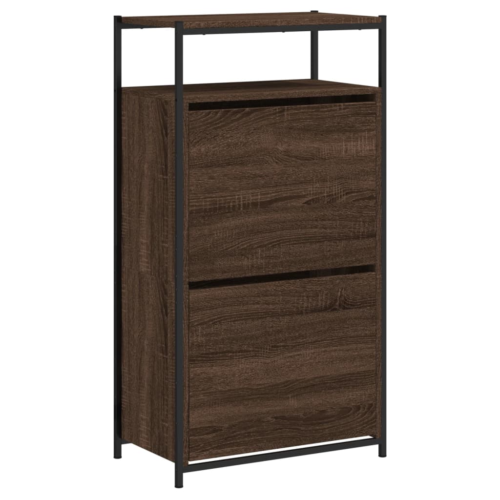 Schuhschrank Braun Eichen-Optik 60X34X112 Cm Holzwerkstoff Braune Eiche