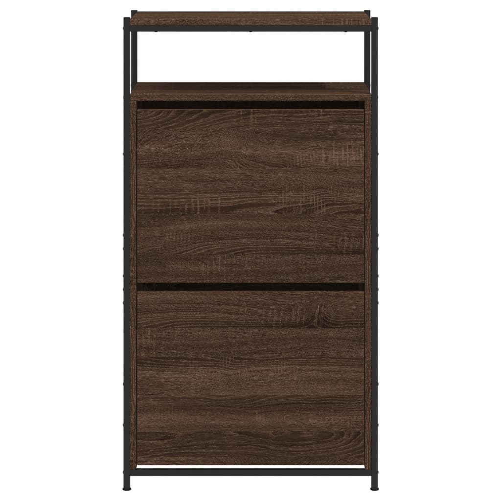 Schuhschrank Braun Eichen-Optik 60X34X112 Cm Holzwerkstoff Braune Eiche