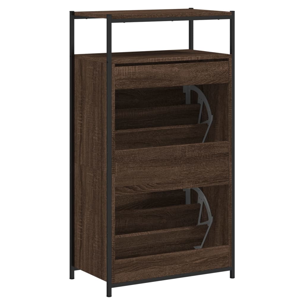 Schuhschrank Braun Eichen-Optik 60X34X112 Cm Holzwerkstoff Braune Eiche