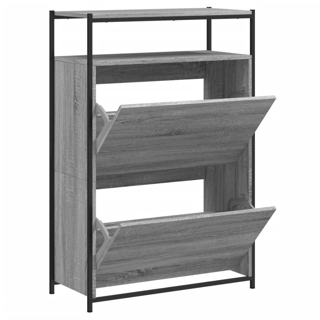 Schuhschrank 75X34X112 Cm Holzwerkstoff Grau Sonoma